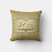 Flourish Golden 50th Wedding Anniversary Cushion (Front)