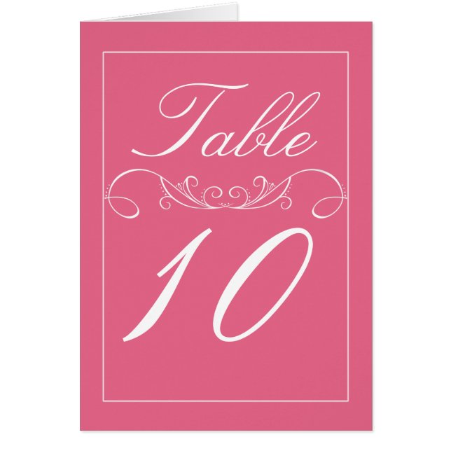 Flourish Modern Pink Wedding Table Number Cards (Front)
