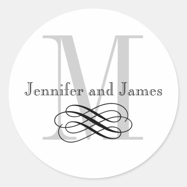 Flourish Monogram Wedding Logo Stickers (Front)