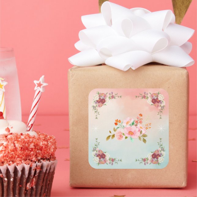 Flourish of Petals – Vibrant Floral Square Sticker (Party)