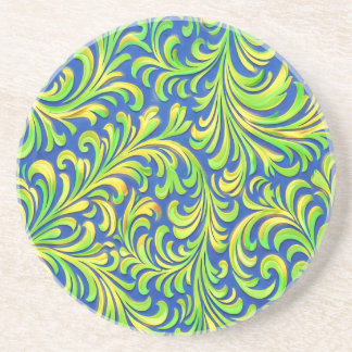 flourish pattern with golden streaks coaster