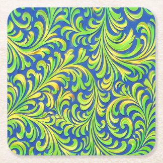flourish pattern with golden streaks square paper coaster