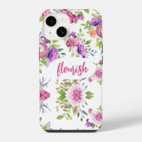 Flourish Pink Purple Elegant Floral Watercolor