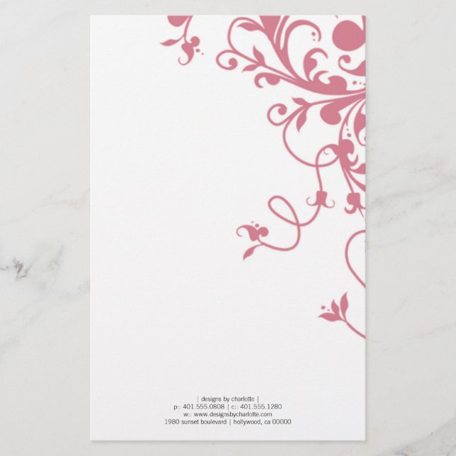 flourish; pink stationery (Front)