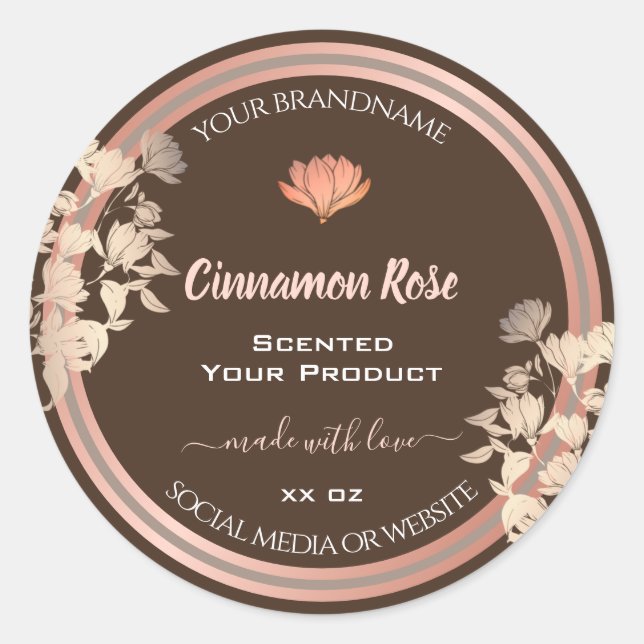 Flourish Product Packaging Labels Rose Gold Brown (Front)