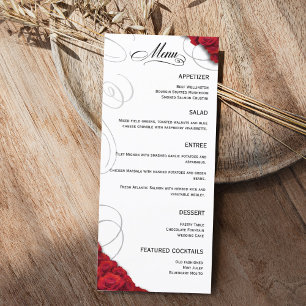 Flourish Red Roses Wedding Menu