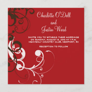 flourish; red wedding invitation