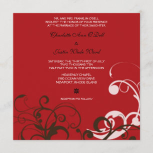 flourish; red wedding invitation