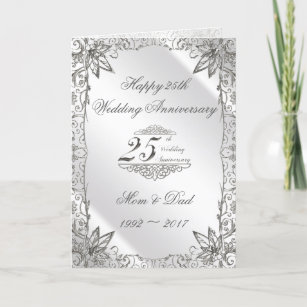 Flourish Silver 25th Wedding Anniversary Card