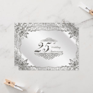 Flourish Silver 25th Wedding Anniversary Invite