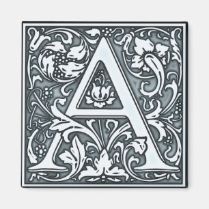 flourish silver monogram - A Magnet