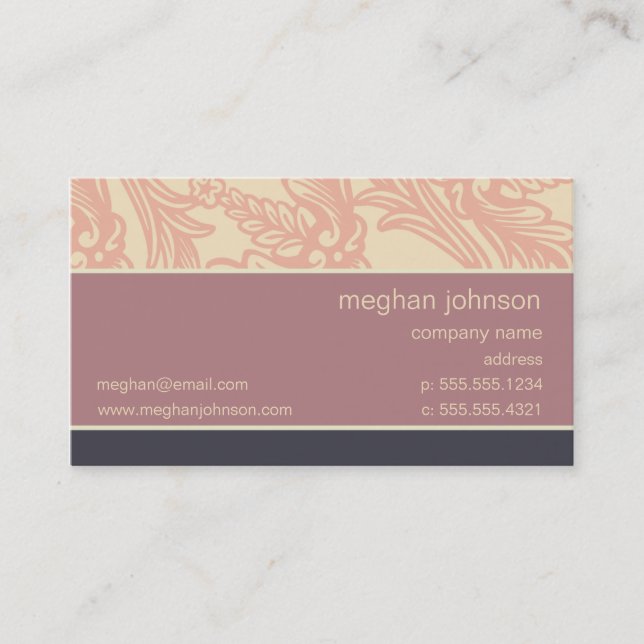 Flourish Soft Eggplant Chic Business Card Template (Front)