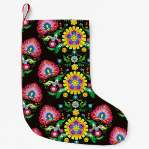 Flourish tiled folk seamless pattern small christmas stocking