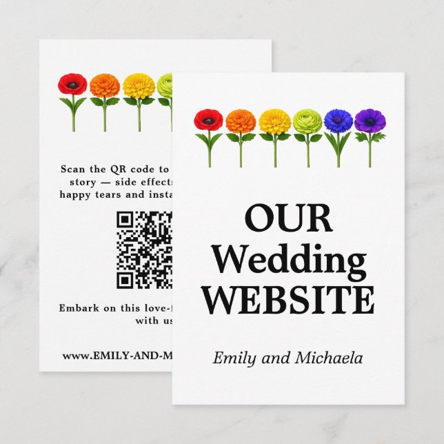🌈 Flourish Together–  QR Wedding Website  Enclosure Card (Front/Back)