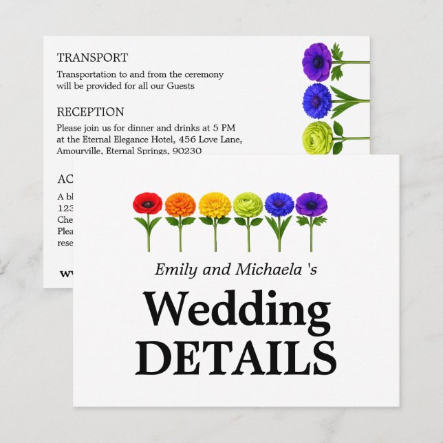 🌈  Flourish Together – Wedding Details Enclosure Card (Front/Back)