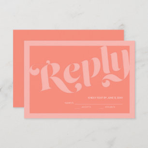 Flourish Typography Coral Salmon Wedding RSVP