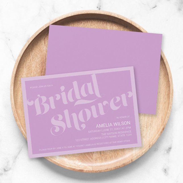 Flourish Typography Lavender Lilac Bridal Shower Invitation (Creator Uploaded)