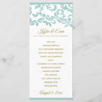 Flourish Wedding Program- Light Turquoise & Gold