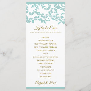 Flourish Wedding Program- Light Turquoise & Gold Programme