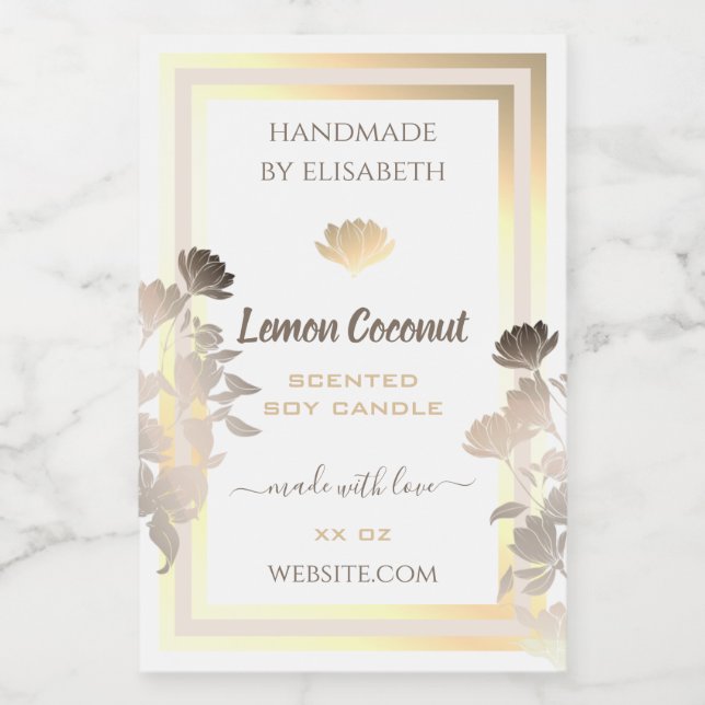 Flourish White and Gold Product Packaging Labels (Single Label)