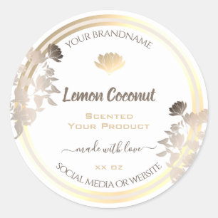 Flourish White and Gold Product Packaging Labels