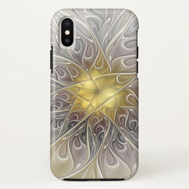 Flourish With Gold Modern Abstract Fractal Flower Case-Mate iPhone Case (Back)
