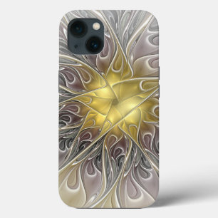 Flourish With Gold Modern Abstract Fractal Flower iPhone 13 Case