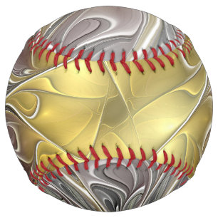 Flourish With Gold Modern Abstract Fractal Flower Softball