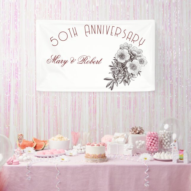Flourished 50th anniversary - personalised  banner (Party)