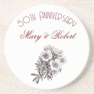 Flourished 50th anniversary - personalised coaster