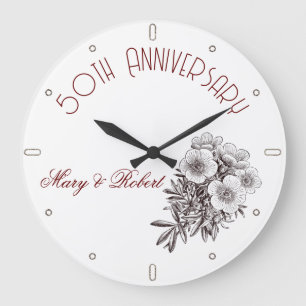 Flourished 50th anniversary - personalised large clock