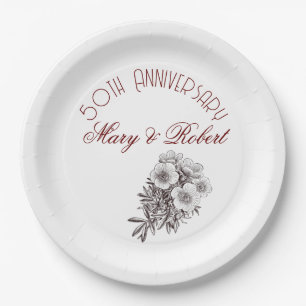 Flourished 50th anniversary - personalised paper plate
