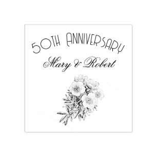 Flourished 50th anniversary - personalised rubber stamp