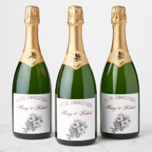 Flourished 50th anniversary - personalised  sparkling wine label