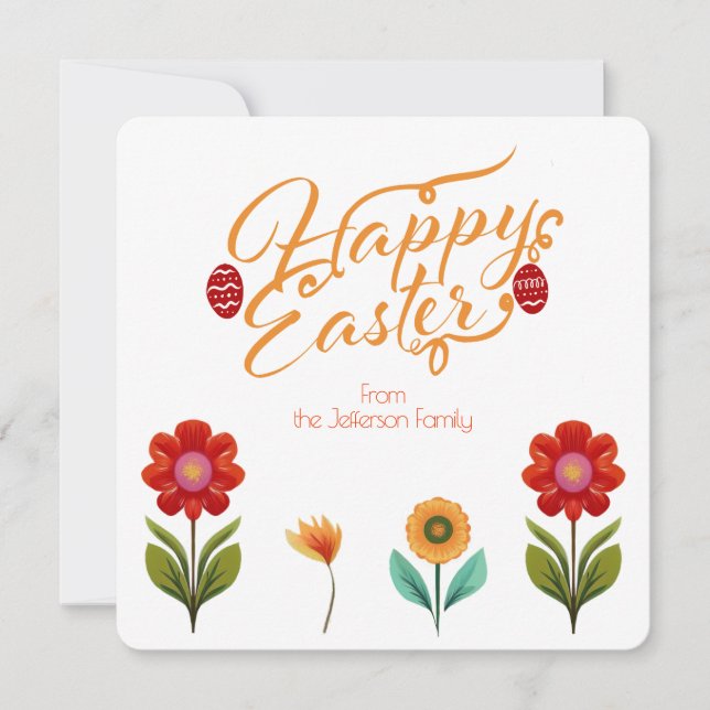 Flourished Boho Calligraphy Personalised Easter  Card (Front)