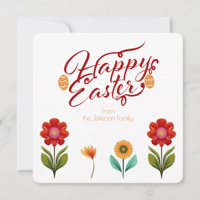 Flourished Boho Calligraphy Personalised Easter  Card (Front)
