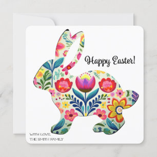 Flourished Easter Bunny Silhouette Personalizable  Card