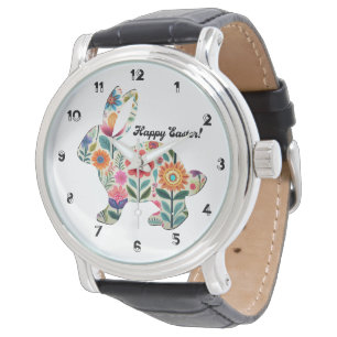 Flourished Easter Bunny Silhouette Watch