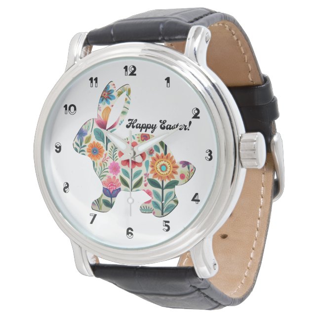 Flourished Easter Bunny Silhouette  Watch (Angled)