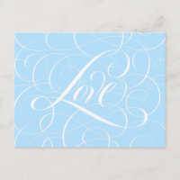 Flourished Ice Blue LOVE Calligraphy Lettering