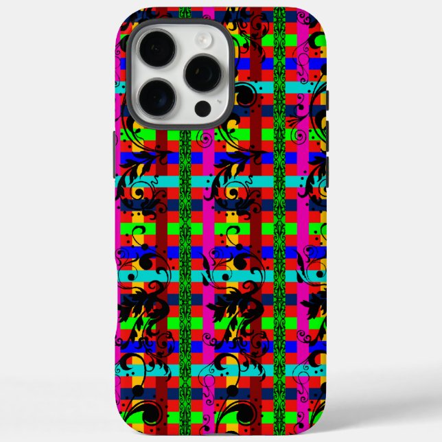 Flourished Pop Plaid Case-Mate iPhone Case (Back)