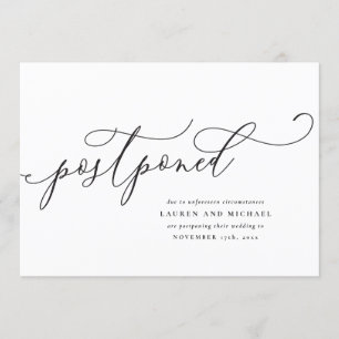 Flourished Script Postponement Change the Date Invitation