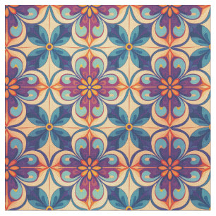 Flourished talavera style tile inspiration fabric