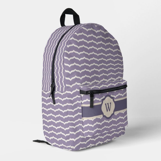 Flourished Zigzag Printed Backpack (Back Corner Left)