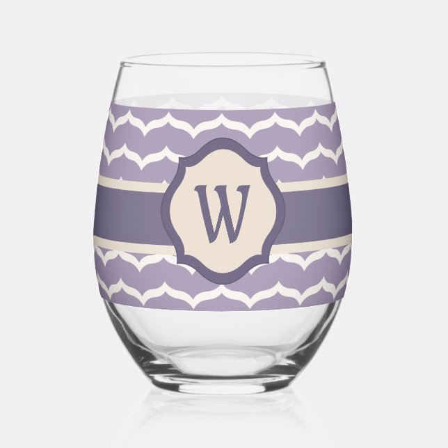 Flourished Zigzag Stemless Wine Glass (Front)