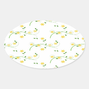 Flourishes and Flowers Oval Sticker