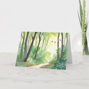Flourishing Green Forest   Nature Watercolor Card