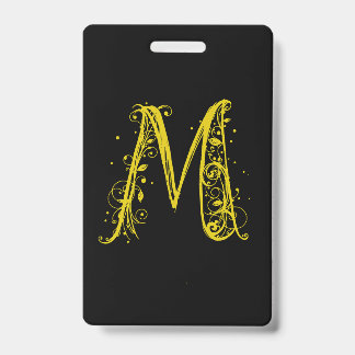 Flourishing Letter M ID Badge