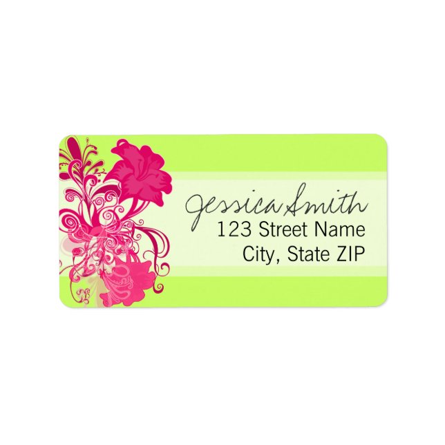 Flourishing Pink Flowers in Lime Label (Front)