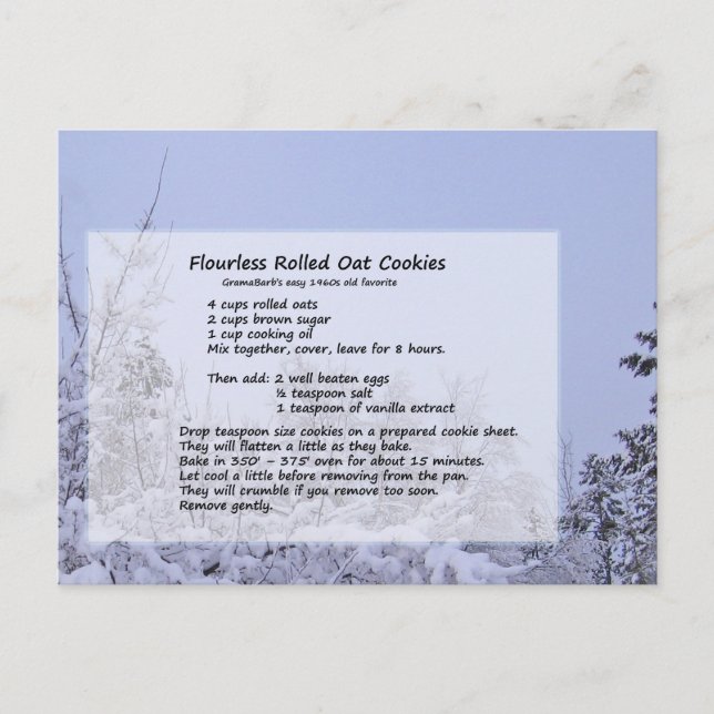 Flourless Oat Cookies Postcard (Front)